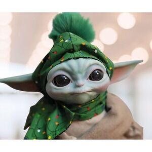 Christmas Lights 2pc. Hat & Scarf Set For 11" Baby Child Yoda &  life-size Grogu